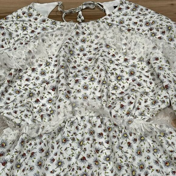 Topshop Floral Ruffle Keyhole Dress Women’s 4 - Picture 3 of 6